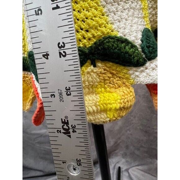 Staud $345 Knit Embroidered Citrus Wallflower White Stripe Crochet Dress Sz M - Picture 6 of 7